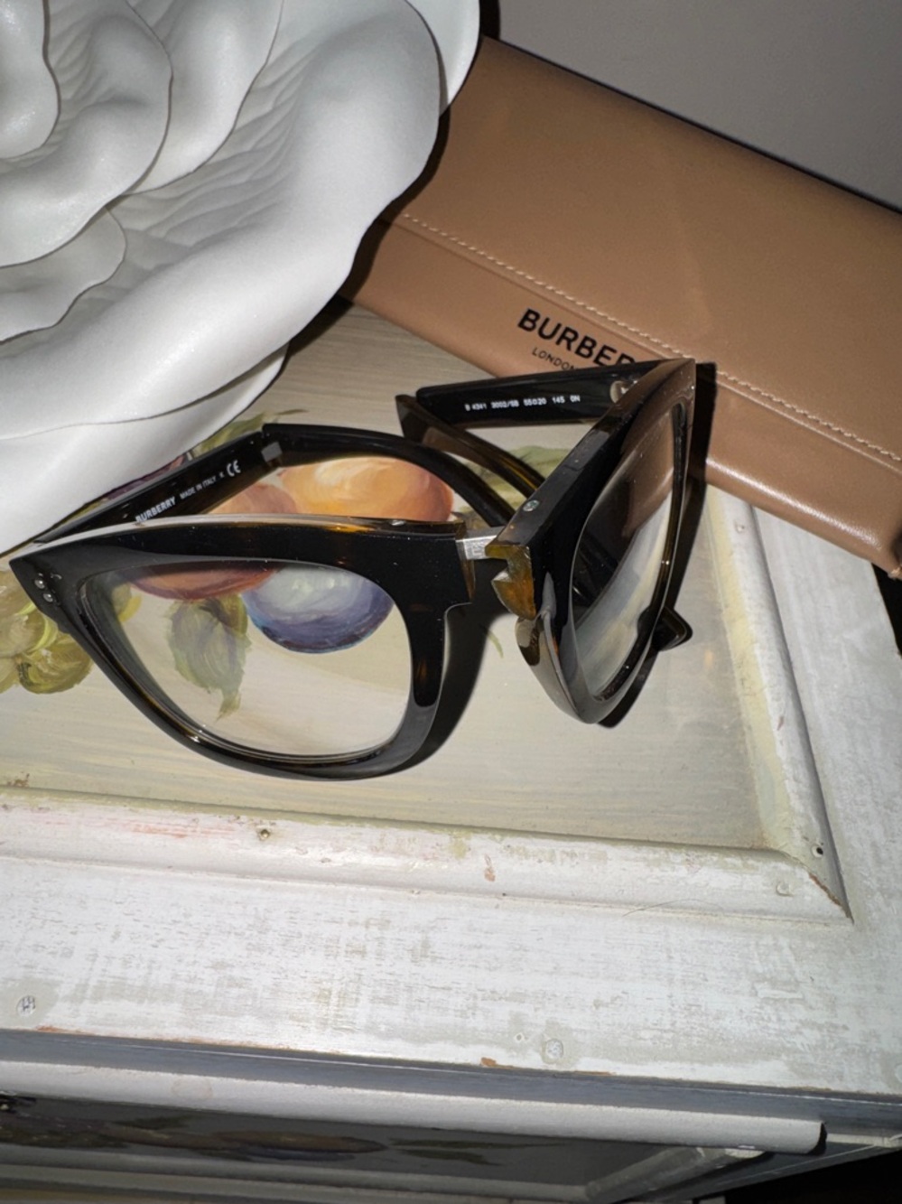 Burberry Tortoiseshell Square Frame Non-Prescription Glasses - EUC - Picture 3 of 9